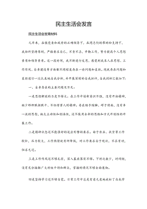 民主生活会发言.docx