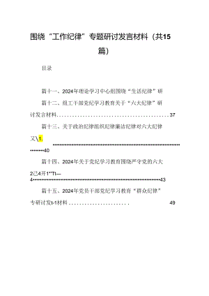 围绕“工作纪律”专题研讨发言材料(15篇集合).docx