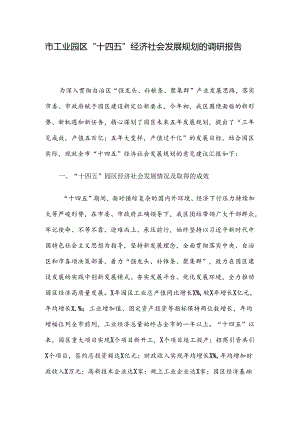 市工业园区“十四五”经济社会发展规划的调研报告.docx