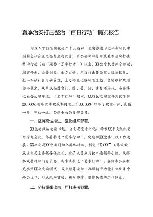 公安夏季治安打击整治行动取得显著成效的情况报告8篇.docx