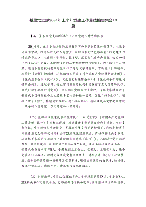 基层党支部2024年上半年党建工作总结报告集合10篇.docx