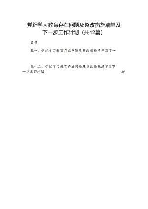 党纪学习教育存在问题及整改措施清单及下一步工作计划【12篇】.docx