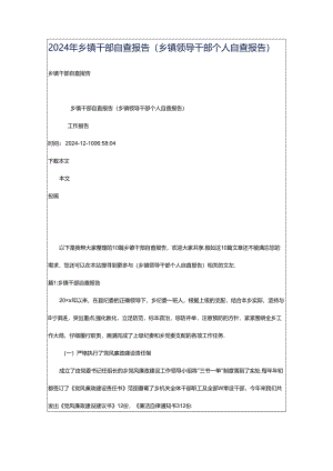 2024年乡镇干部自查报告（乡镇领导干部个人自查报告）.docx