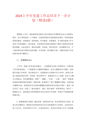 2024上半年党建工作总结及下一步计划.docx