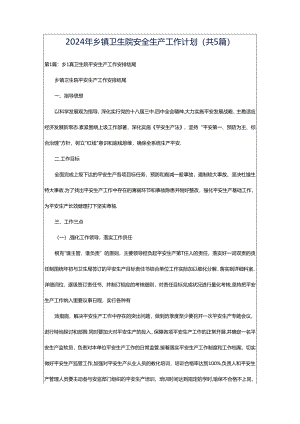 2024年乡镇卫生院安全生产工作计划（共5篇）.docx