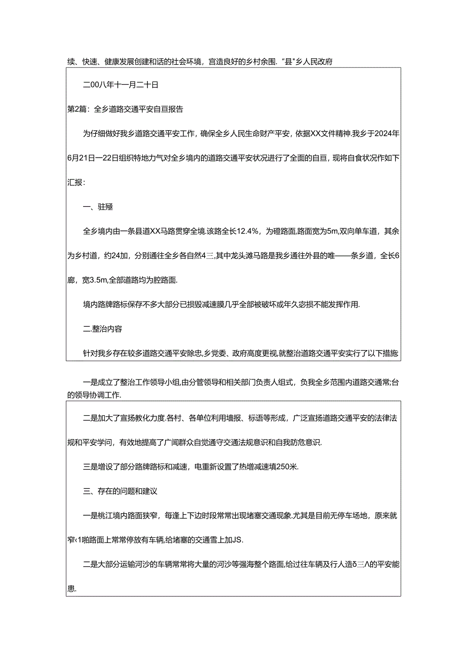 2024年乡镇道路交通安全管理自查报告(共7篇).docx_第3页