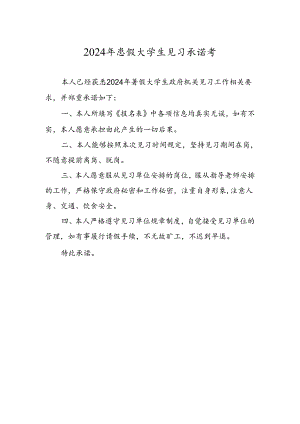 2024年暑假大学生见习承诺书.docx