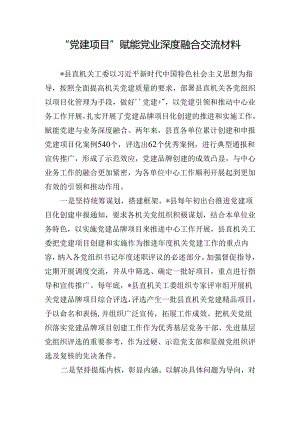 “党建项目”赋能党业深度融合交流材料.docx