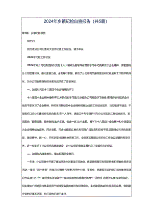 2024年乡镇纪检自查报告（共5篇）.docx