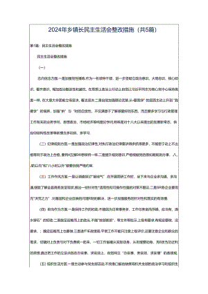 2024年乡镇长民主生活会整改措施（共5篇）.docx