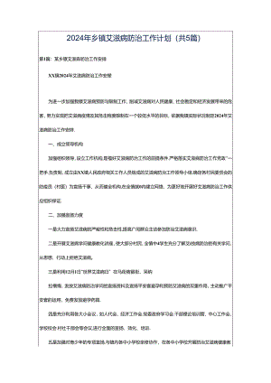 2024年乡镇艾滋病防治工作计划（共5篇）.docx