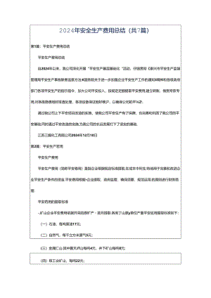 2024年安全生产费用总结（共7篇）.docx