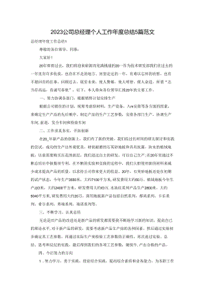 2023公司总经理个人工作年度总结5篇范文.docx