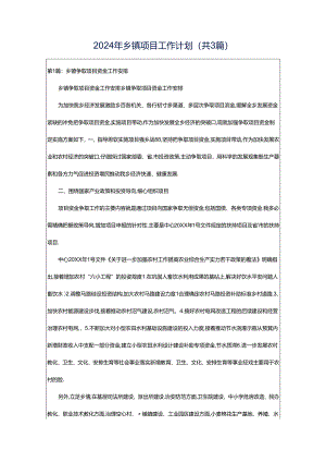 2024年乡镇项目工作计划（共3篇）.docx