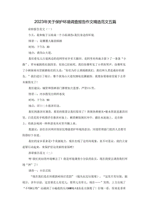 2023年关于保护环境调查报告作文精选范文五篇.docx