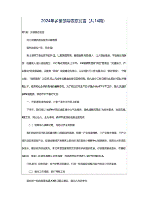 2024年乡镇领导表态发言（共14篇）.docx
