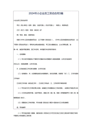 2024年小企业员工劳动合同3篇.docx