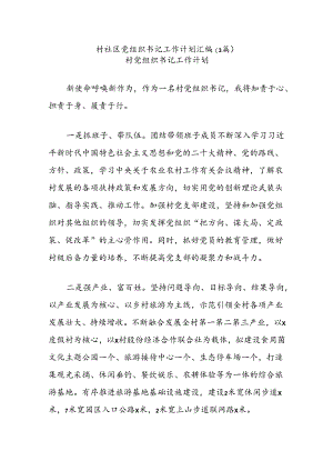 (3篇)村社区党组织书记工作计划汇编.docx