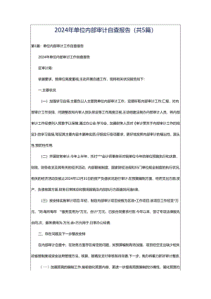 2024年单位内部审计自查报告（共5篇）.docx