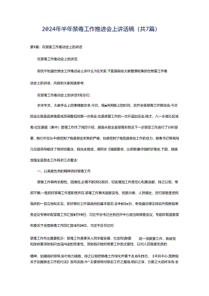 2024年半年禁毒工作推进会上讲话稿（共7篇）.docx