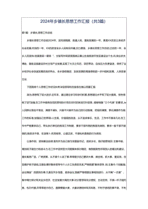 2024年乡镇长思想工作汇报（共3篇）.docx