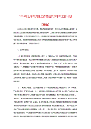2024年上半年党建工作总结及下半年工作计划.docx