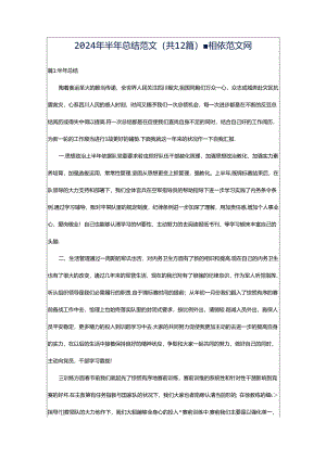 2024年半年总结范文（共12篇）-相依范文网.docx
