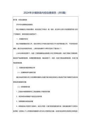 2024年乡镇财政内控自查报告（共5篇）.docx