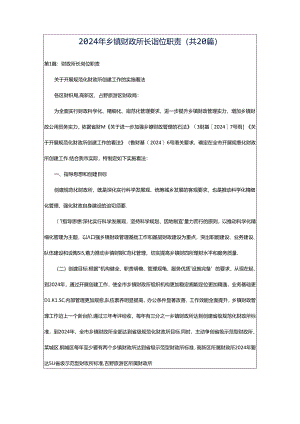 2024年乡镇财政所长岗位职责（共20篇）.docx