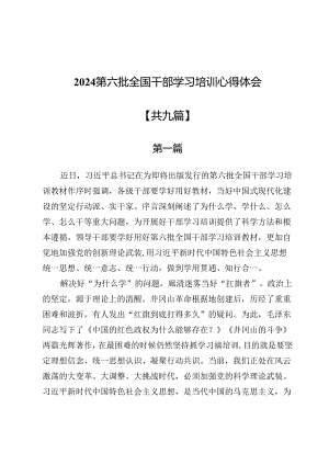2024第六批全国干部学习培训心得体会9篇.docx