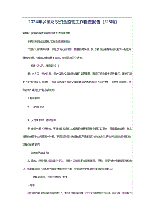 2024年乡镇财政资金监管工作自查报告（共6篇）.docx