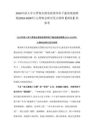 2024年深入学习贯彻全国党政领导班子建设规划纲要(2024-2028年)心得体会研讨发言材料【两份】供参考.docx