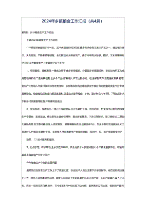2024年乡镇粮食工作汇报（共4篇）.docx