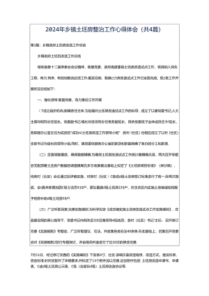 2024年乡镇土坯房整治工作心得体会（共4篇）.docx