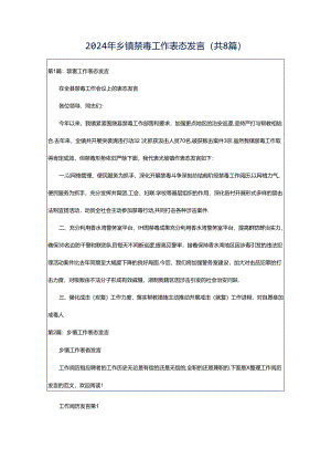 2024年乡镇禁毒工作表态发言（共8篇）.docx