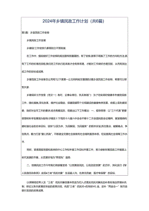 2024年乡镇民政工作计划（共6篇）.docx