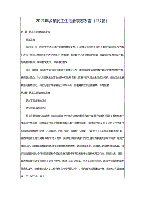 2024年乡镇民主生活会表态发言（共7篇）.docx