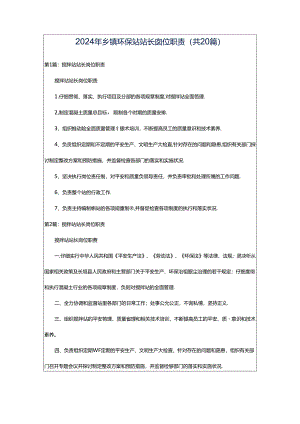 2024年乡镇环保站站长岗位职责（共20篇）.docx