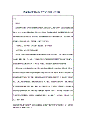2024年乡镇安全生产讲话稿（共3篇）.docx