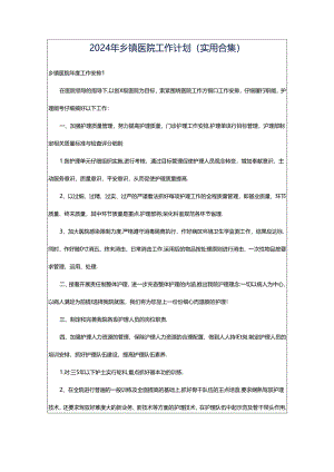 2024年乡镇医院工作计划（实用合集）.docx