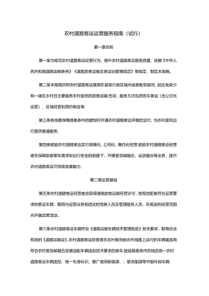 《农村道路客运运营服务指南（试行）》全文及解读.docx