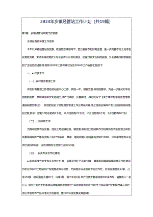 2024年乡镇经管站工作计划（共19篇）.docx