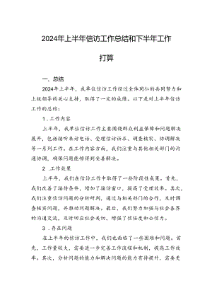 2024年上半年信访工作总结和下半年工作打算.docx