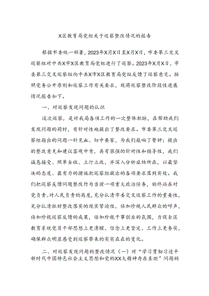 X区教育局党组关于巡察整改情况的报告.docx