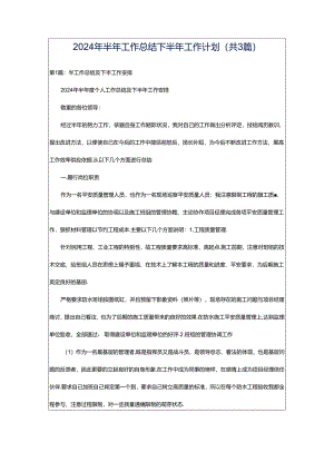 2024年半年工作总结下半年工作计划（共3篇）.docx