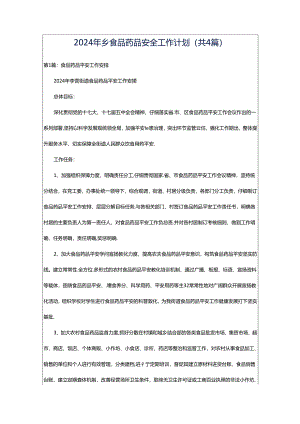 2024年乡食品药品安全工作计划（共4篇）.docx