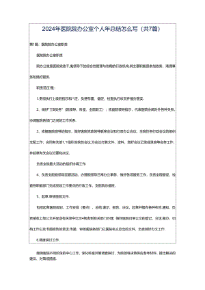 2024年医院院办公室个人年总结怎么写（共7篇）.docx