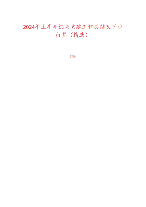 2024年上半年机关党建工作总结及下步打算.docx