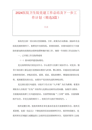 2024医院卫生院党建工作总结及工作计划.docx