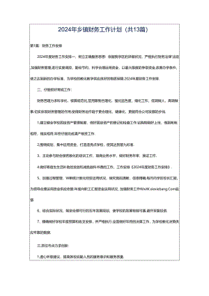 2024年乡镇财务工作计划（共13篇）.docx
